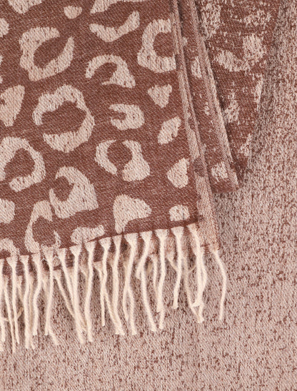 Echarpe à franges imprimé léopard - Beige - 3