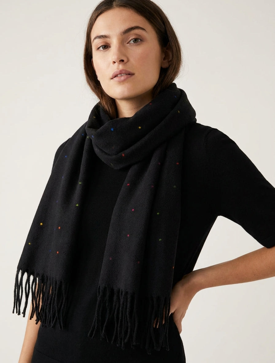 Bufanda de lunares multicolor - Negro