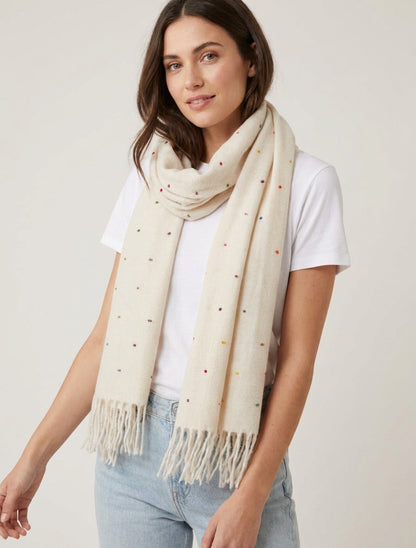 Bufanda de lunares multicolor - Crudo