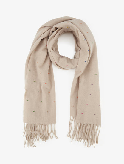 Echarpe à pois multicolore - Beige - 1