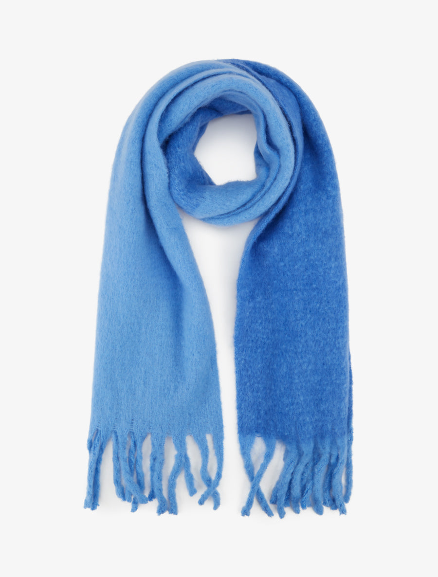Echarpe en laine mélangée à franges - Bleu ciel - 1