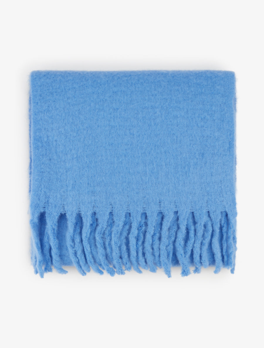 Echarpe en laine mélangée à franges - Bleu ciel - 2