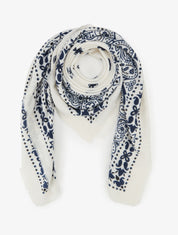 Foulard imprimé paisley à bords effilochés - Blanc - 1