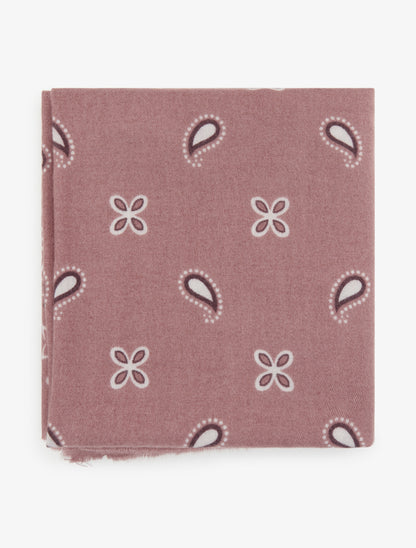 Foulard imprimé paisley à bords effilochés - Vieux rose - 2