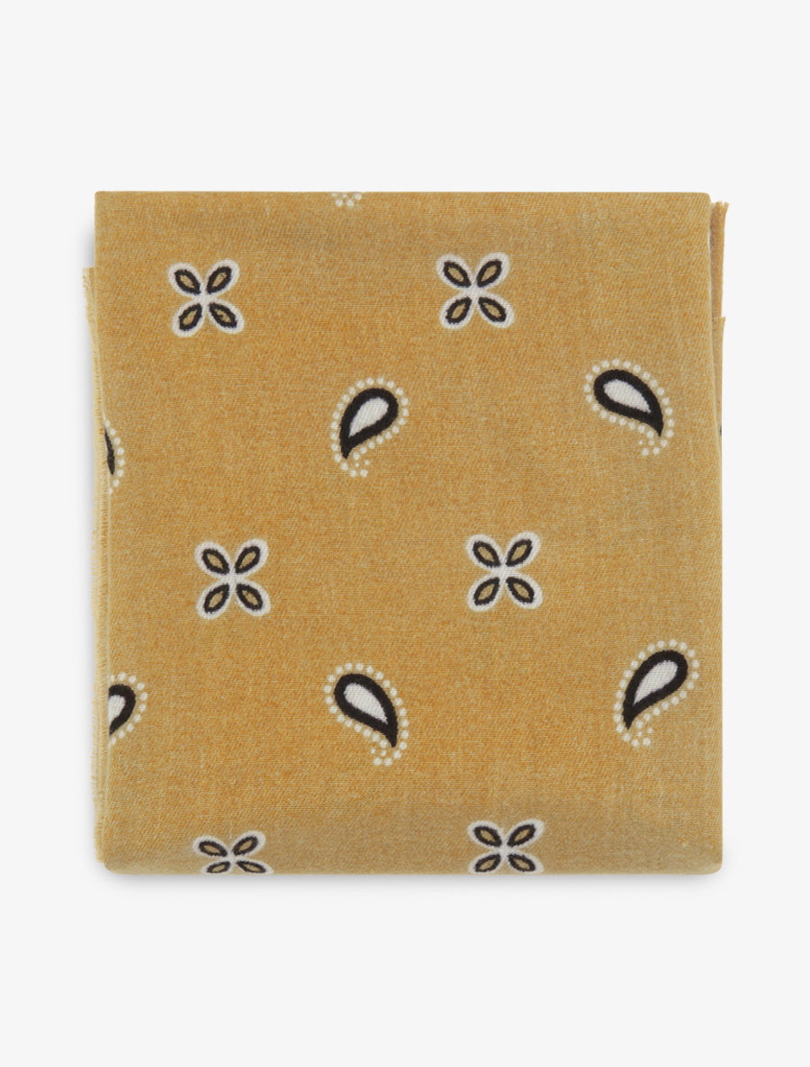 Foulard imprimé paisley à bords effilochés - Jaune moutarde - 2
