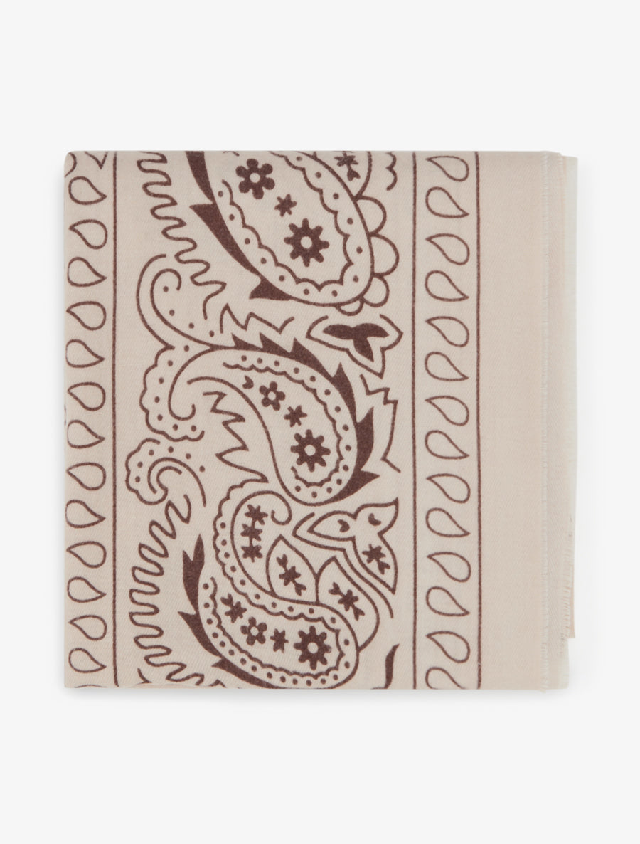 Foulard imprimé cachemire à bords effilochés - Taupe - 2