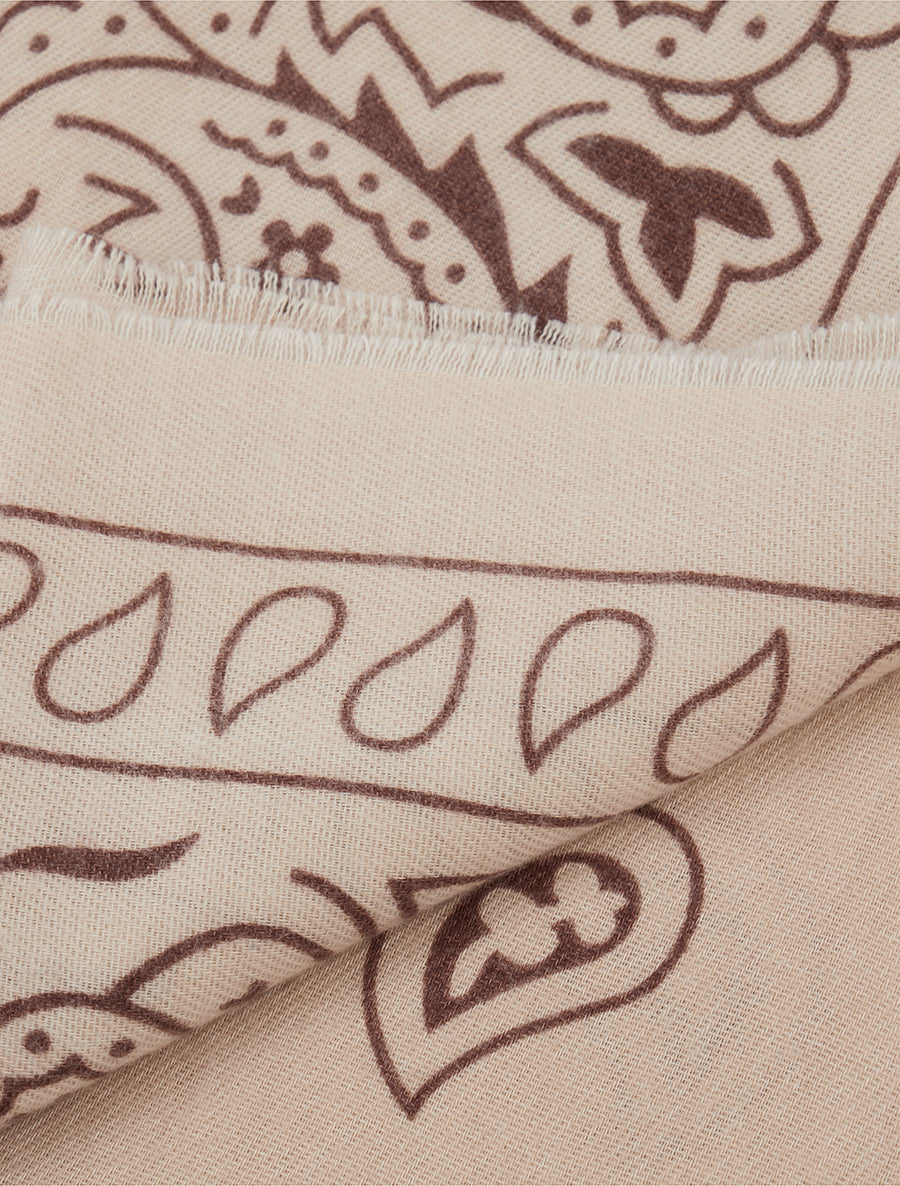 Foulard imprimé cachemire à bords effilochés - Taupe - 3