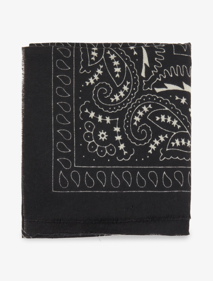 Foulard imprimé cachemire à bords effilochés - Noir - 2