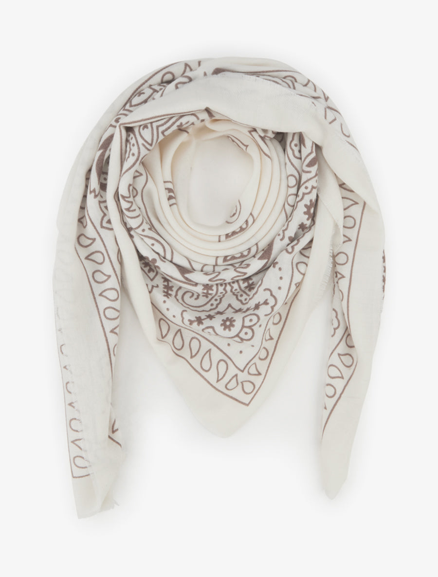 Foulard imprimé cachemire à bords effilochés - Écru - 1