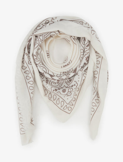 Foulard imprimé cachemire à bords effilochés - Écru - 1