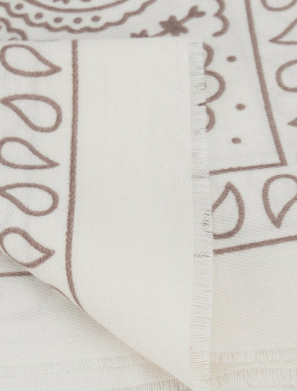 Foulard imprimé cachemire à bords effilochés - Écru - 3