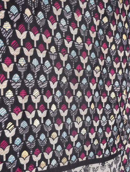 Foulard à imprimé tulipes graphiques irisées - Noir - 3