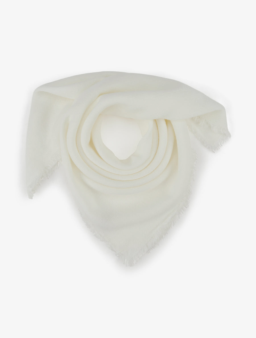 Foulard uni à bords effilochés - Blanc - 1