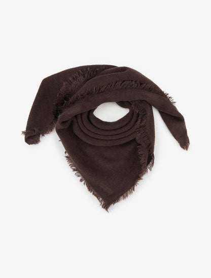 Foulard uni à bords effilochés - Marron - 1