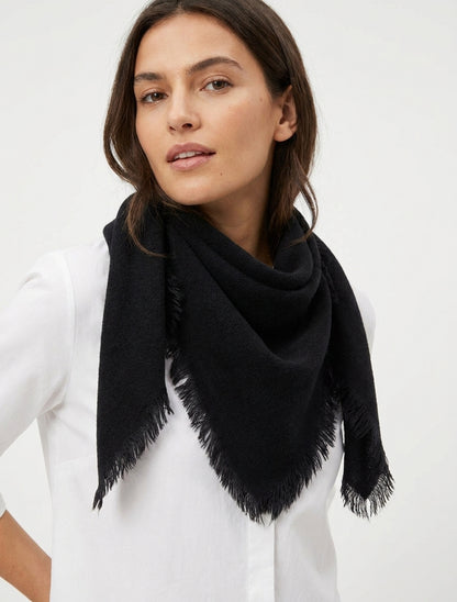 Pañuelo liso con bordes deshilachados - Negro