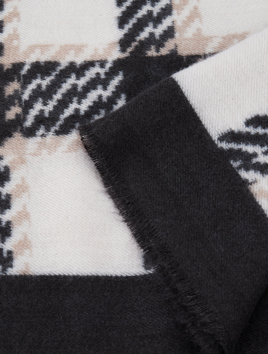 Foulard imprimé carreaux à bords effilochés - Noir - 3