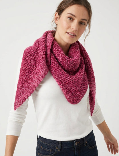 Chal triangular de punto rizado - Fucsia