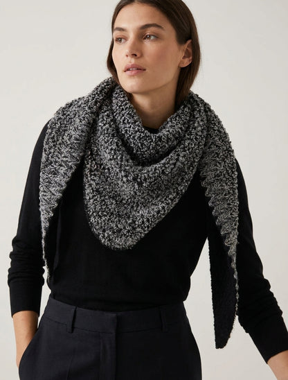 Chal triangular de punto rizado - Negro