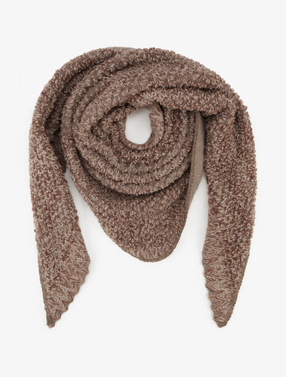 Châle triangulaire en maille bouclée - Taupe - 1