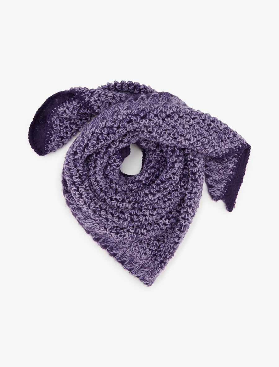 Châle triangulaire en maille bouclée - Violet - 1