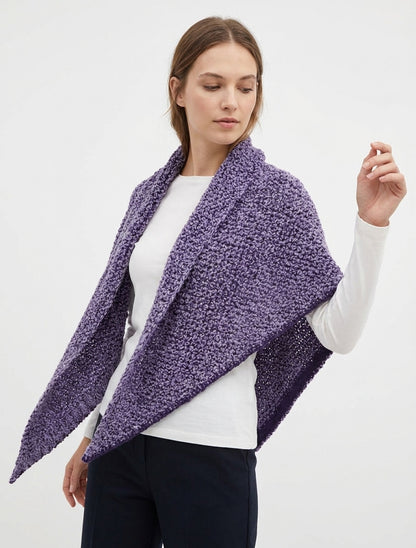Chal triangular de punto rizado - Violeta