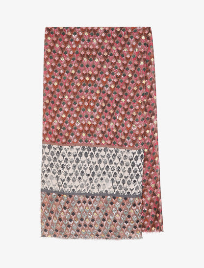 Foulard à imprimé tulipes graphiques irisées - Taupe - 2
