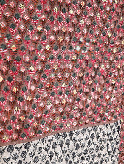 Foulard à imprimé tulipes graphiques irisées - Taupe - 3