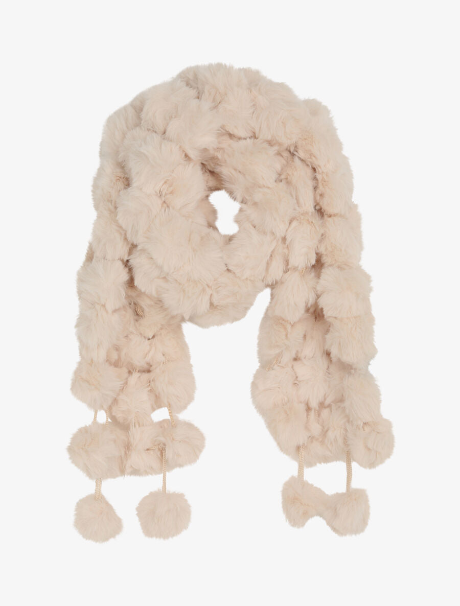Echarpe en pompons en fausse fourrure - Beige - 4