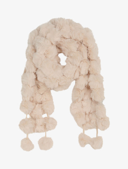 Echarpe en pompons en fausse fourrure - Beige - 4