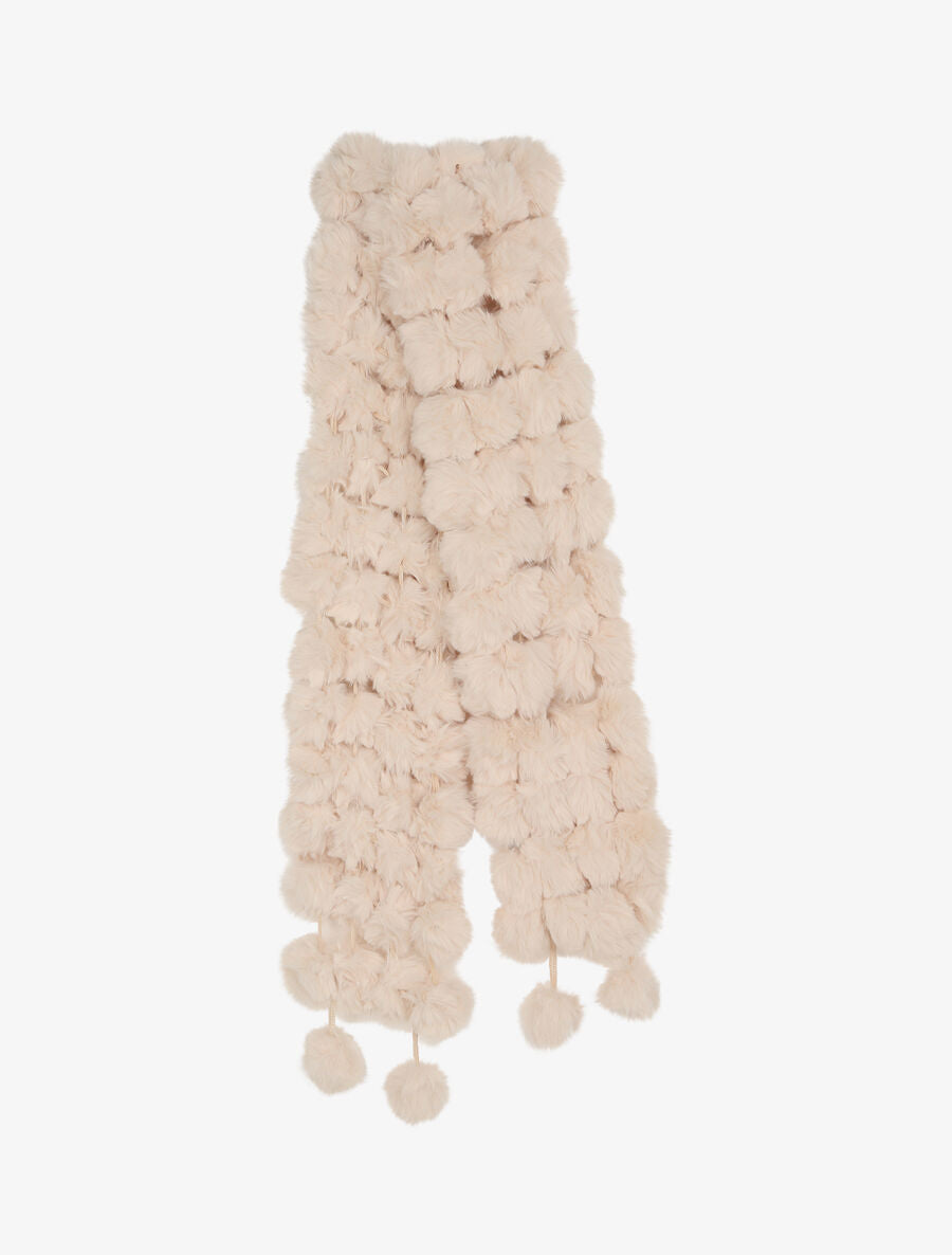 Echarpe en pompons en fausse fourrure - Beige - 2