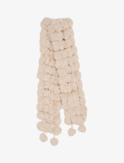 Echarpe en pompons en fausse fourrure - Beige - 2