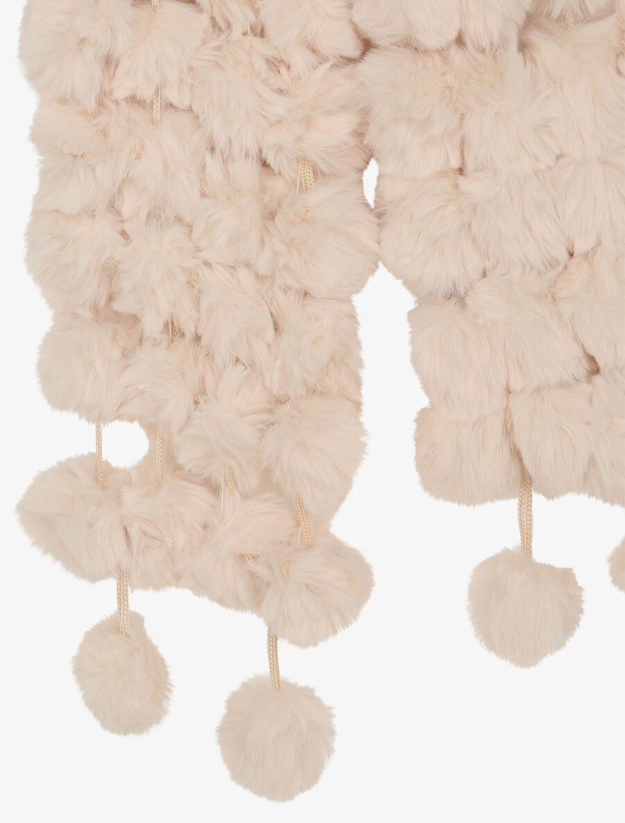 Echarpe en pompons en fausse fourrure - Beige - 3