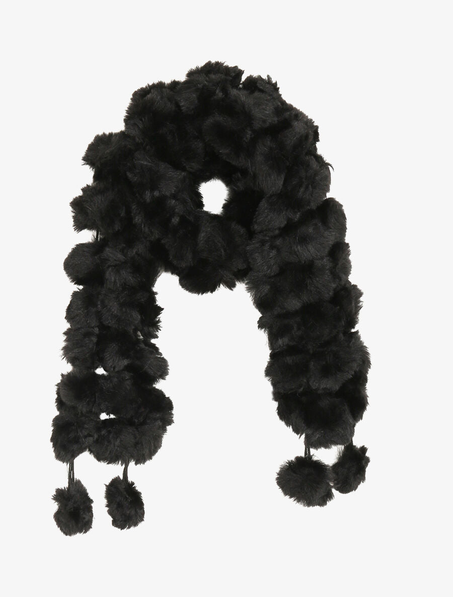 Echarpe en pompons en fausse fourrure - Noir - 1