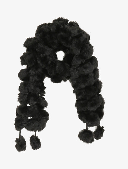 Echarpe en pompons en fausse fourrure - Noir - 1