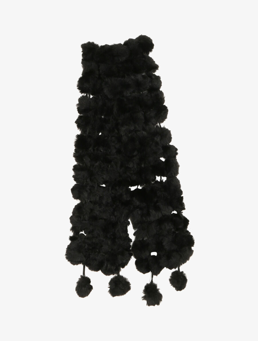 Echarpe en pompons en fausse fourrure - Noir - 2