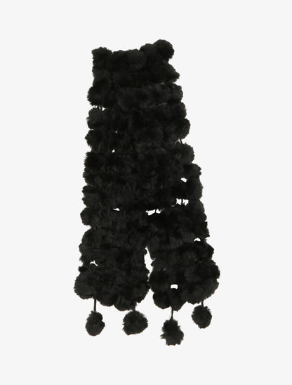 Echarpe en pompons en fausse fourrure - Noir - 2