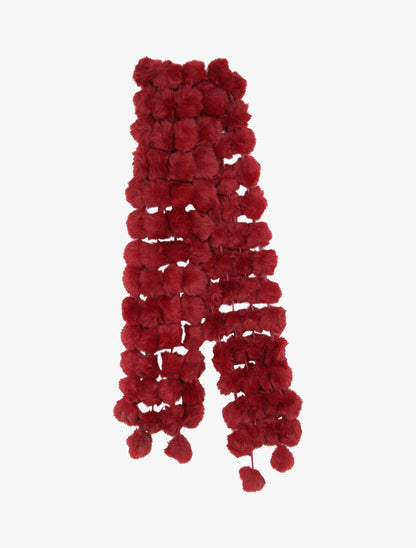 Echarpe en pompons en fausse fourrure - Bordeaux - 2