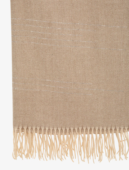 Echarpe en laine mélangée à détail strass - Beige - 3