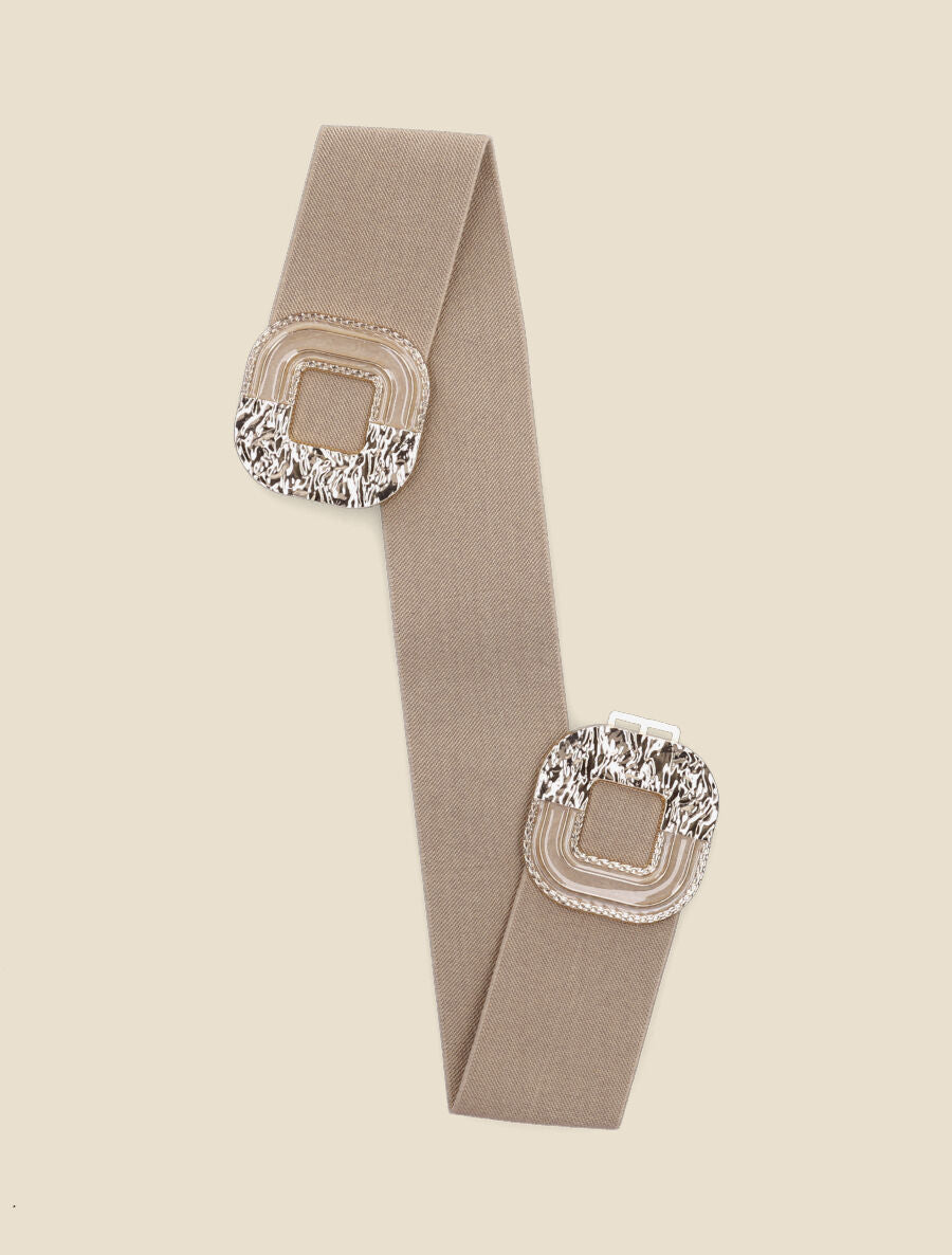 Ceinture à boucle martelée et laquée - Taupe - 2