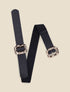 Ceinture élastiquée à double boucles martelées - Noir/or - 1