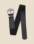 Ceinture bi-matière à boucle style coquillage - Noir - 2