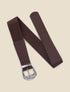 Ceinture bi-matière à boucle style coquillage - Marron - 1