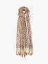 Foulard à imprimé arabesque fleurie et bords à pompons - Beige - 1