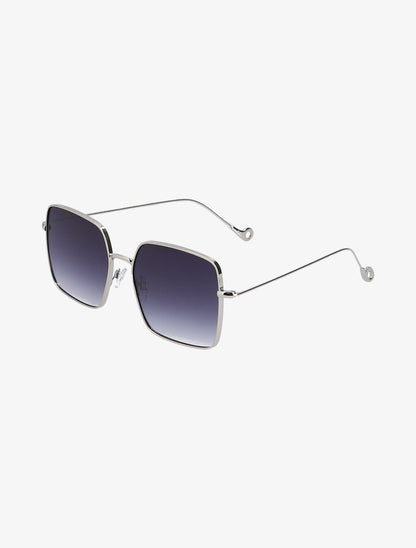 Lunettes de soleil carrées oversize - Noir/argent - 1