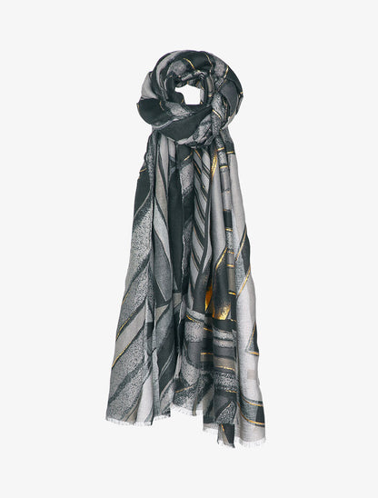 Foulard à imprimé lignes abstraites irisées - Noir - 3