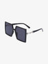 Lunettes carrées oversize à détail métallique - Noir - 1