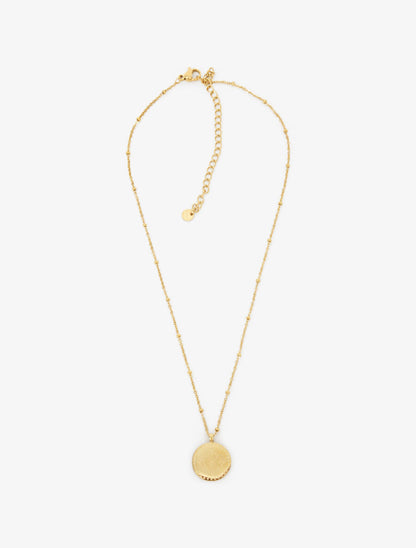 Collier à pendentif rond motif rosace - Or - 2