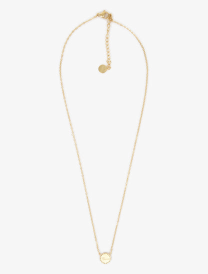 Collier à pendentif rond gravé chance - Or - 2