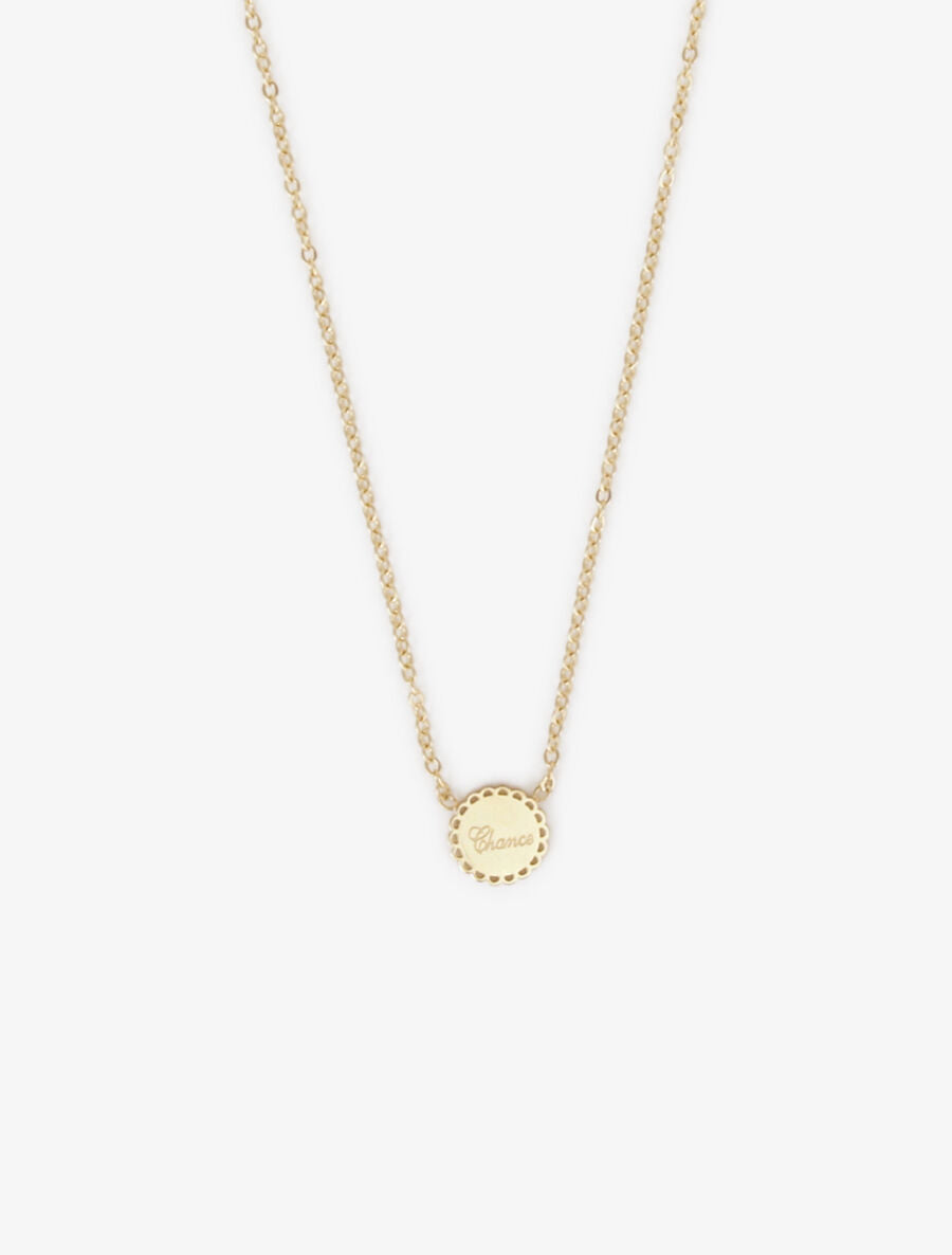 Collier à pendentif rond gravé chance - Or - 3