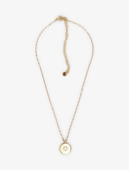 Collier à pendentif rond motif soleil orné d&